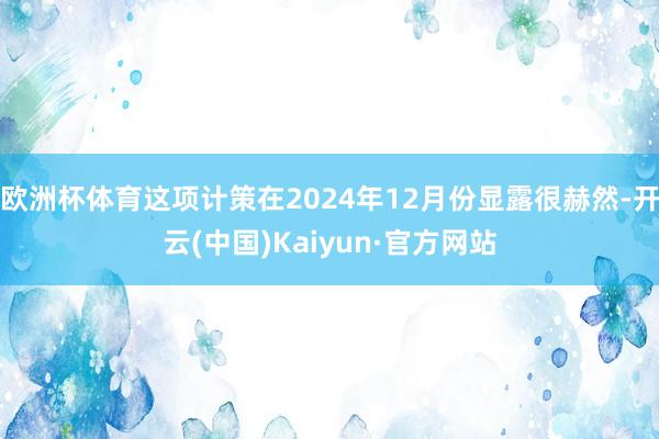 欧洲杯体育这项计策在2024年12月份显露很赫然-开云(中国)Kaiyun·官方网站