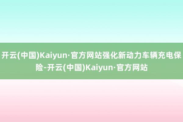 开云(中国)Kaiyun·官方网站强化新动力车辆充电保险-开