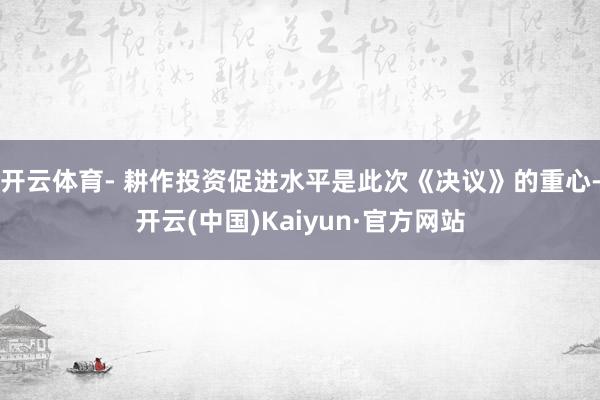 开云体育- 耕作投资促进水平是此次《决议》的重心-开云(中国