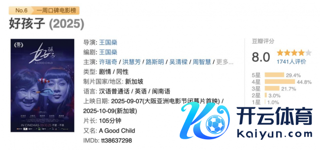 许瑞奇《我的东说念主生我自摸》新加坡上映《好孩子》引爆变装口碑