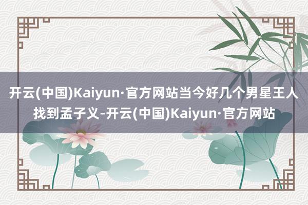 开云(中国)Kaiyun·官方网站当今好几个男星王人找到孟子义-开云(中国)Kaiyun·官方网站