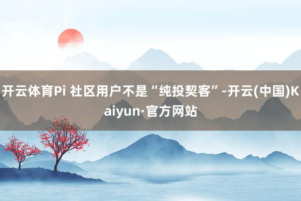 开云体育Pi 社区用户不是“纯投契客”-开云(中国)Kaiyun·官方网站